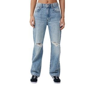 Cotton on Women's
Loose Straight Jeans -
Lake Blue Rip jeans pants